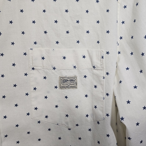 Vintage Denim & Supply Ralph Lauren Button-Down Shirt with Navy Stars Print - Picture 2 of 5